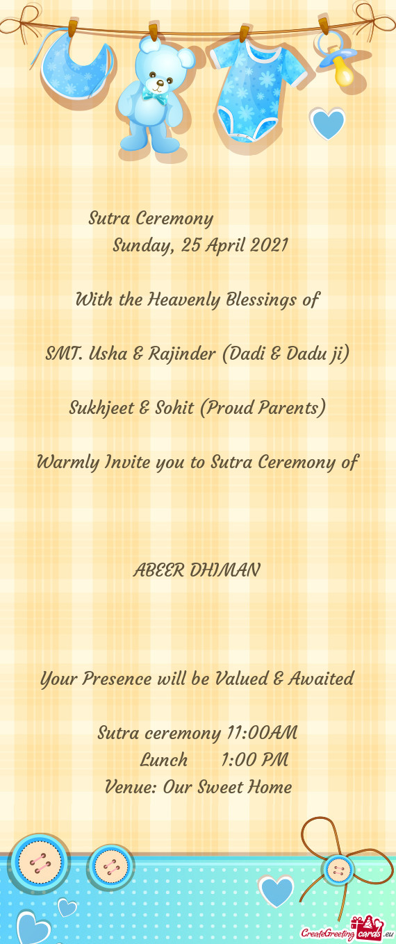 Warmly Invite you to Sutra Ceremony of