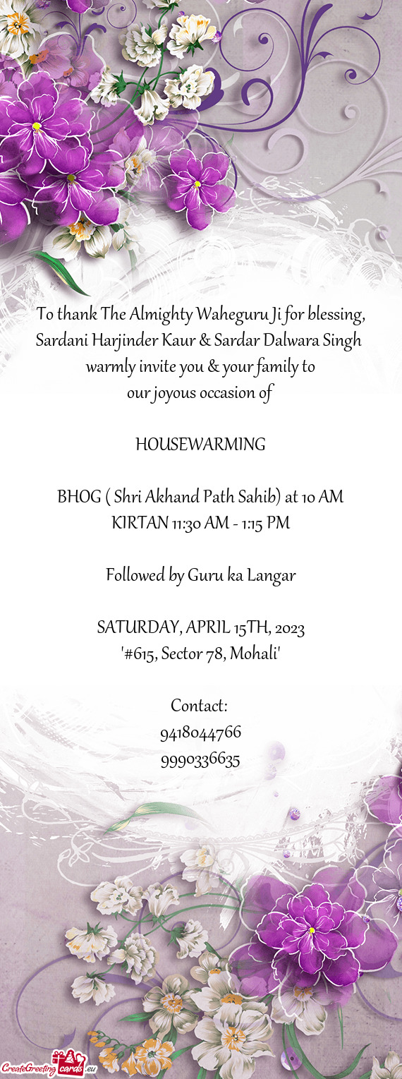 Warmly invite you & your family to