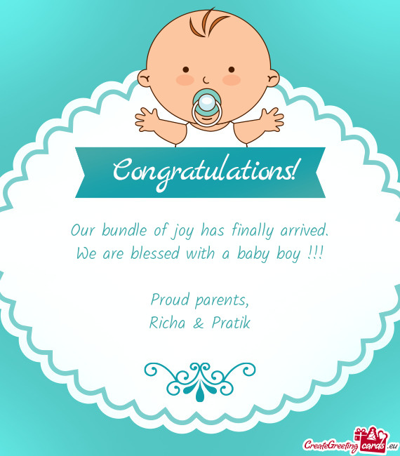 We are blessed with a baby boy !!! Proud parents