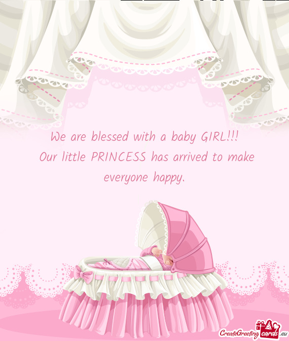 We are blessed with a baby GIRL!!! Our little PRINCESS has arrived to make everyone happy