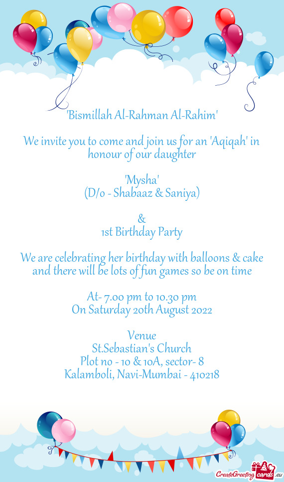 We are celebrating her birthday with balloons & cake and there will be lots of fun games so be on ti