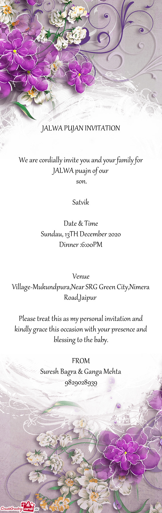 We are cordially invite you and your family for JALWA puajn of our