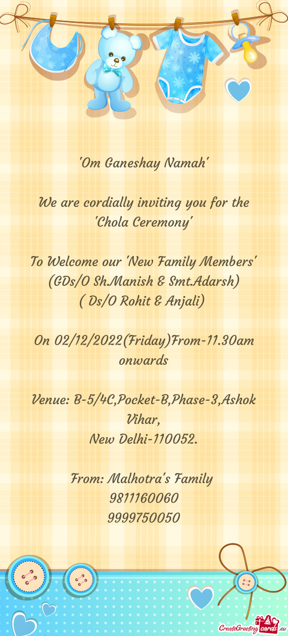 We are cordially inviting you for the
