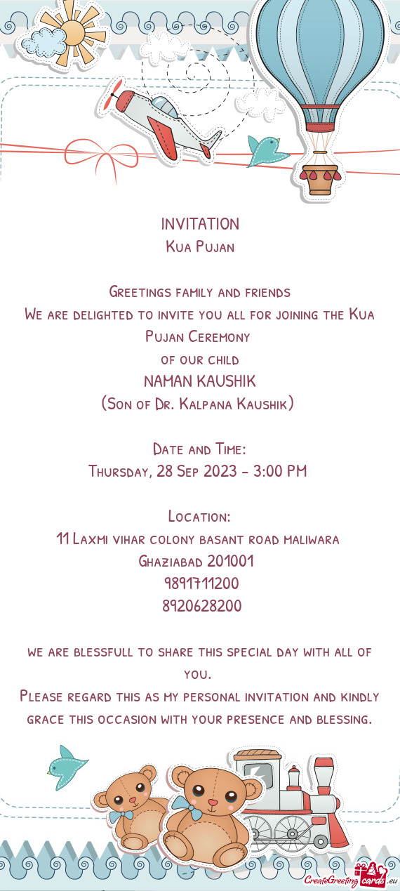 We are delighted to invite you all for joining the Kua Pujan Ceremony