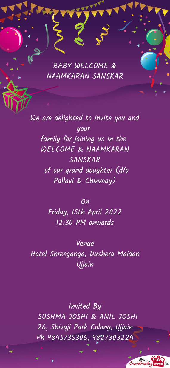 We are delighted to invite you and your