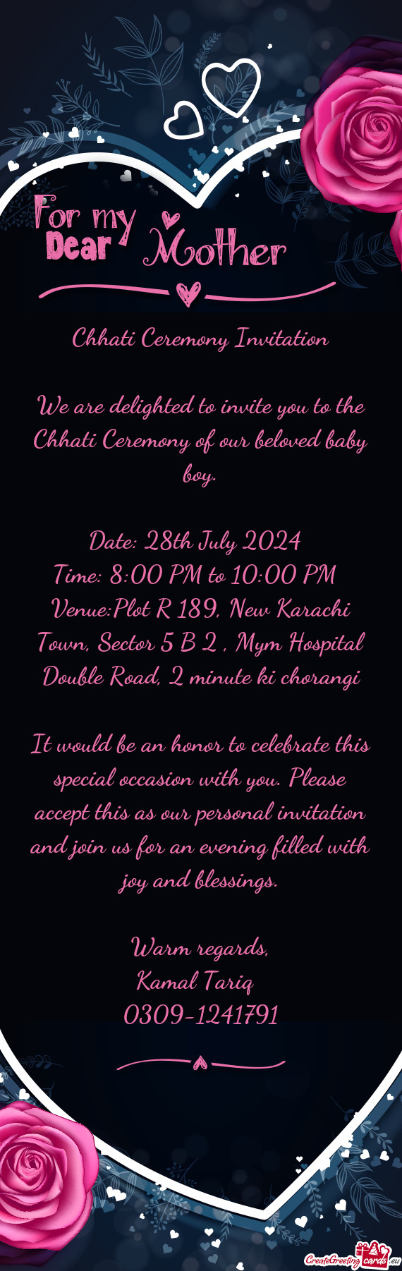 We are delighted to invite you to the Chhati Ceremony of our beloved baby boy