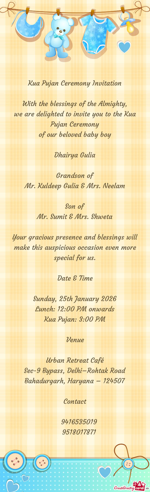 We are delighted to invite you to the Kua Pujan Ceremony