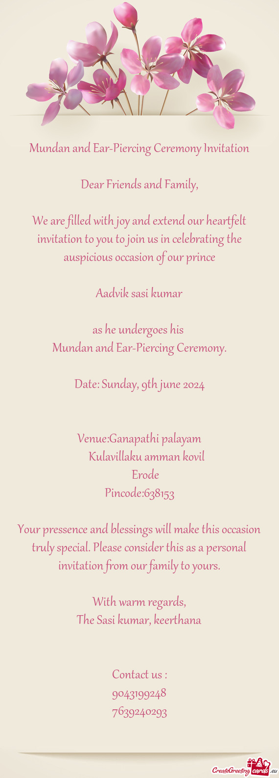 We are filled with joy and extend our heartfelt invitation to you to join us in celebrating the ausp