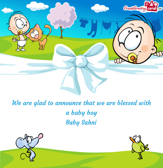 We are glad to announce that we are blessed with a baby boy
 Baby Sahni