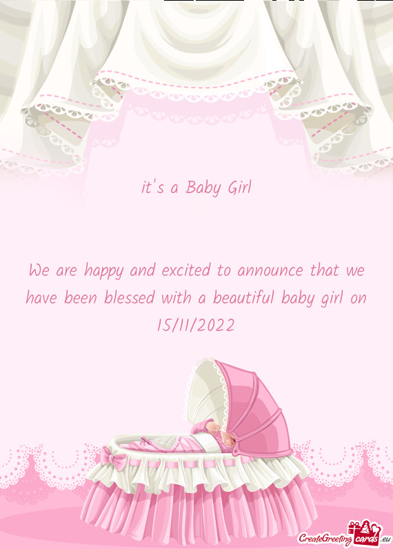 We are happy and excited to announce that we have been blessed with a beautiful baby girl on 15/11/2