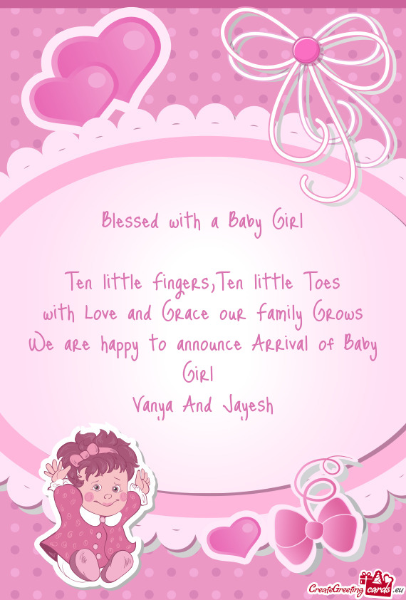 We are happy to announce Arrival of Baby Girl