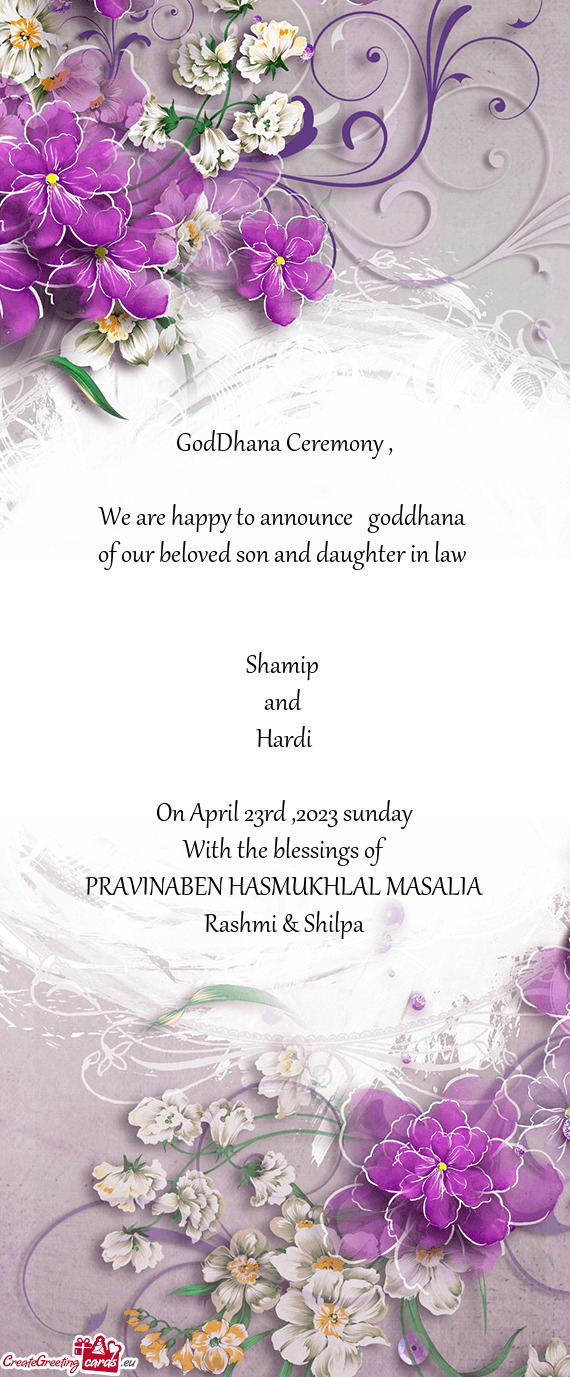 We are happy to announce goddhana
