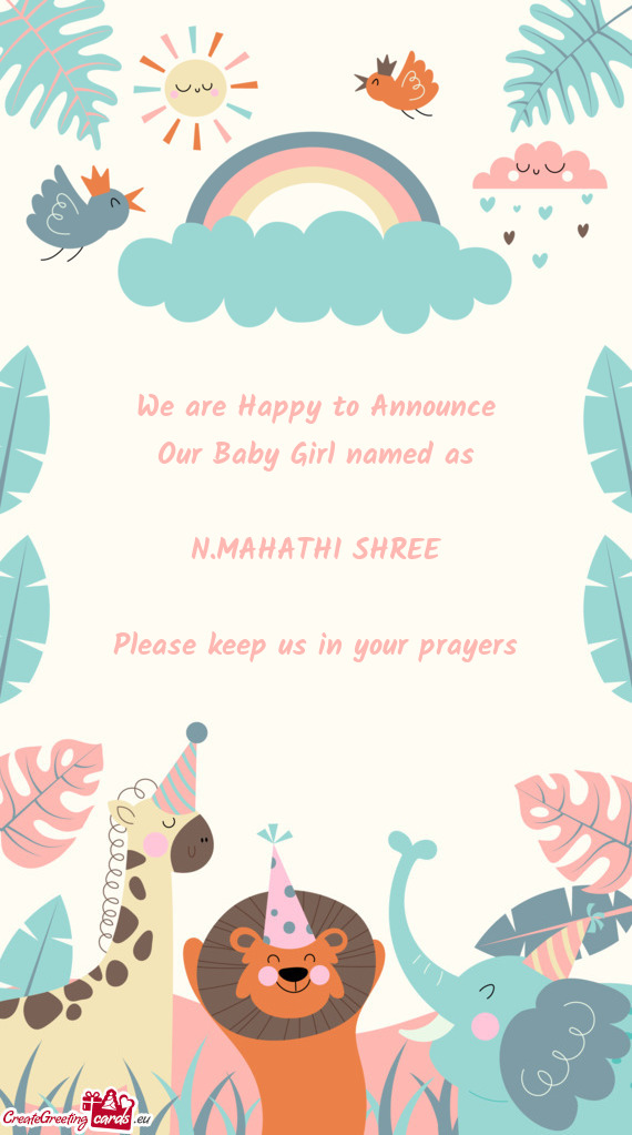 We are Happy to Announce Our Baby Girl named as N