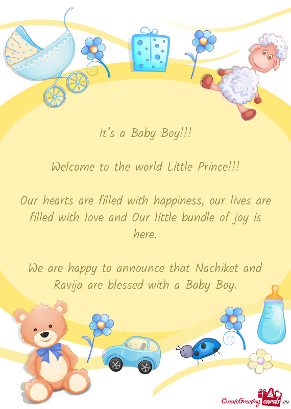We are happy to announce that Nachiket and Ravija are blessed with a Baby Boy