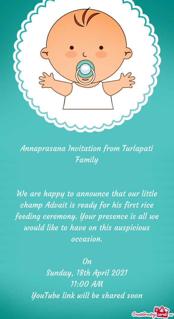We are happy to announce that our little champ Advait is ready for his first rice feeding ceremony