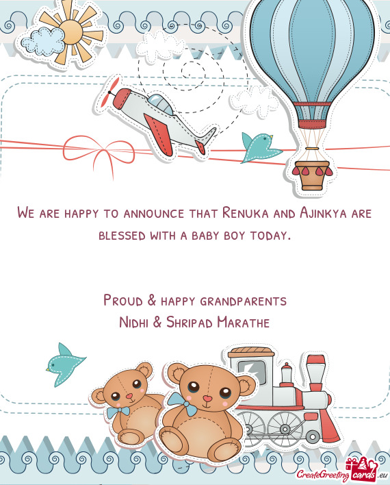 We are happy to announce that Renuka and Ajinkya are blessed with a baby boy today