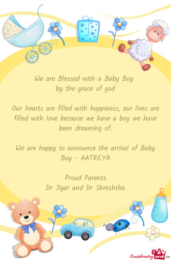 We are happy to announce the arrival of Baby Boy - AATREYA