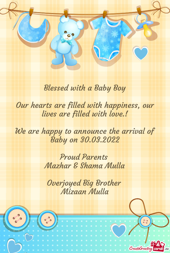 We are happy to announce the arrival of Baby on 30.03.2022