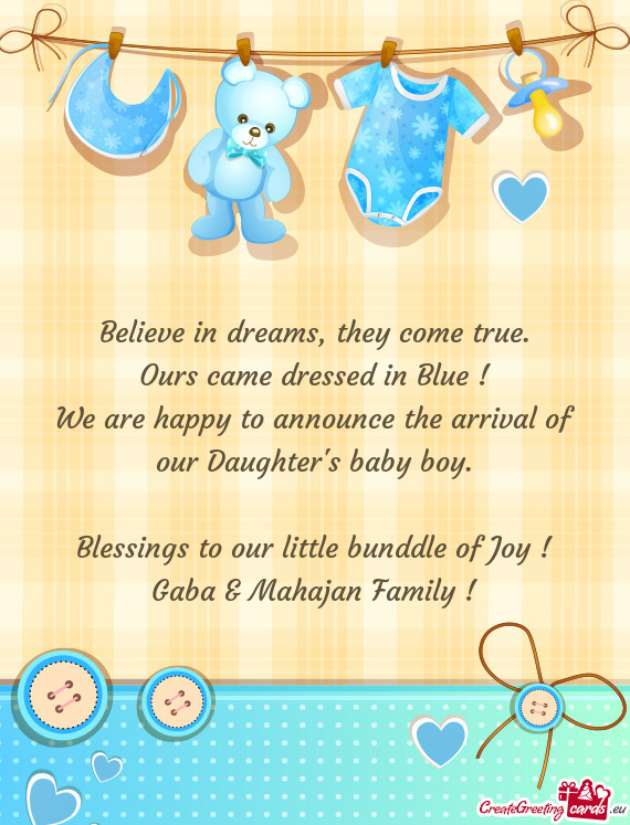 We are happy to announce the arrival of our Daughter