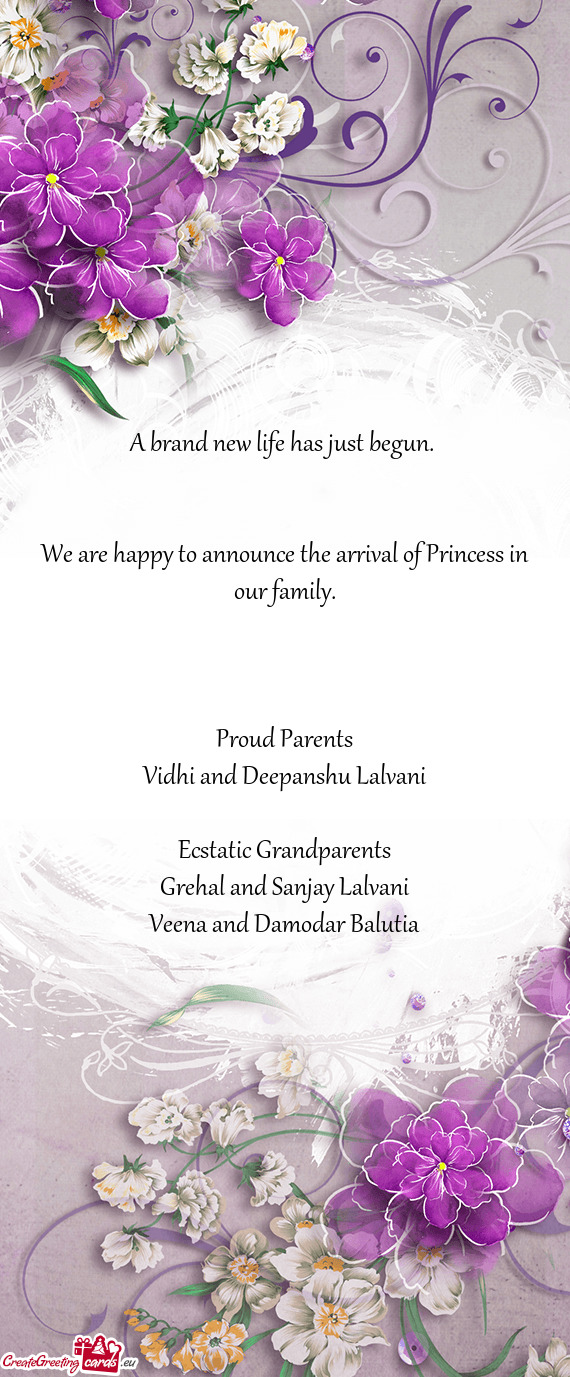 We are happy to announce the arrival of Princess in our family