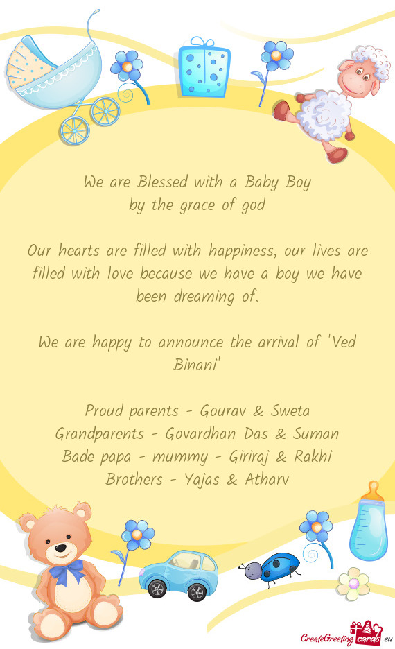 We are happy to announce the arrival of "Ved Binani"