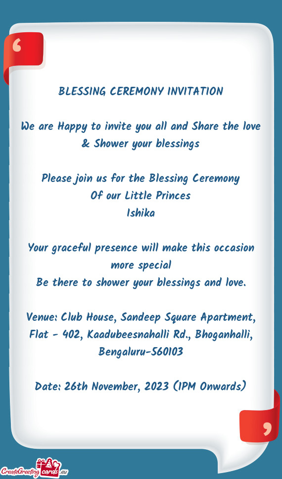 We are Happy to invite you all and Share the love & Shower your blessings