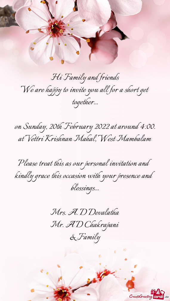 We are happy to invite you all for a short get together