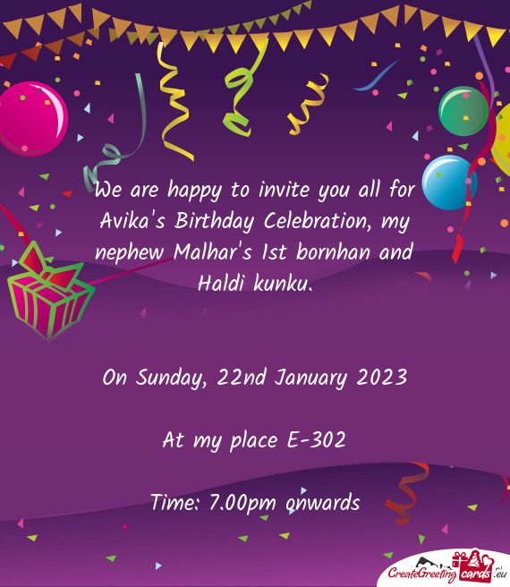 We are happy to invite you all for Avika