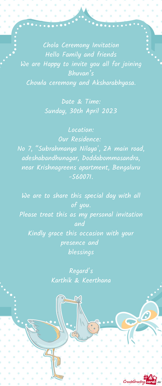 We are Happy to invite you all for joining Bhuvan’s