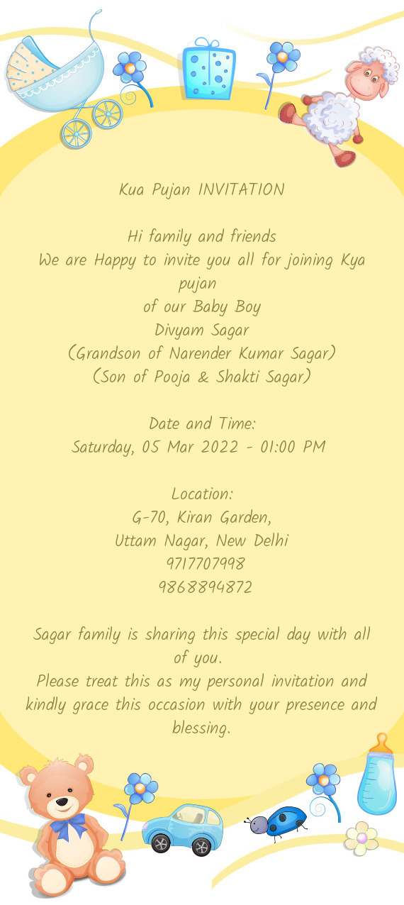 We are Happy to invite you all for joining Kya pujan