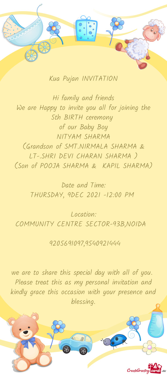 We are Happy to invite you all for joining the 5th BIRTH ceremony
