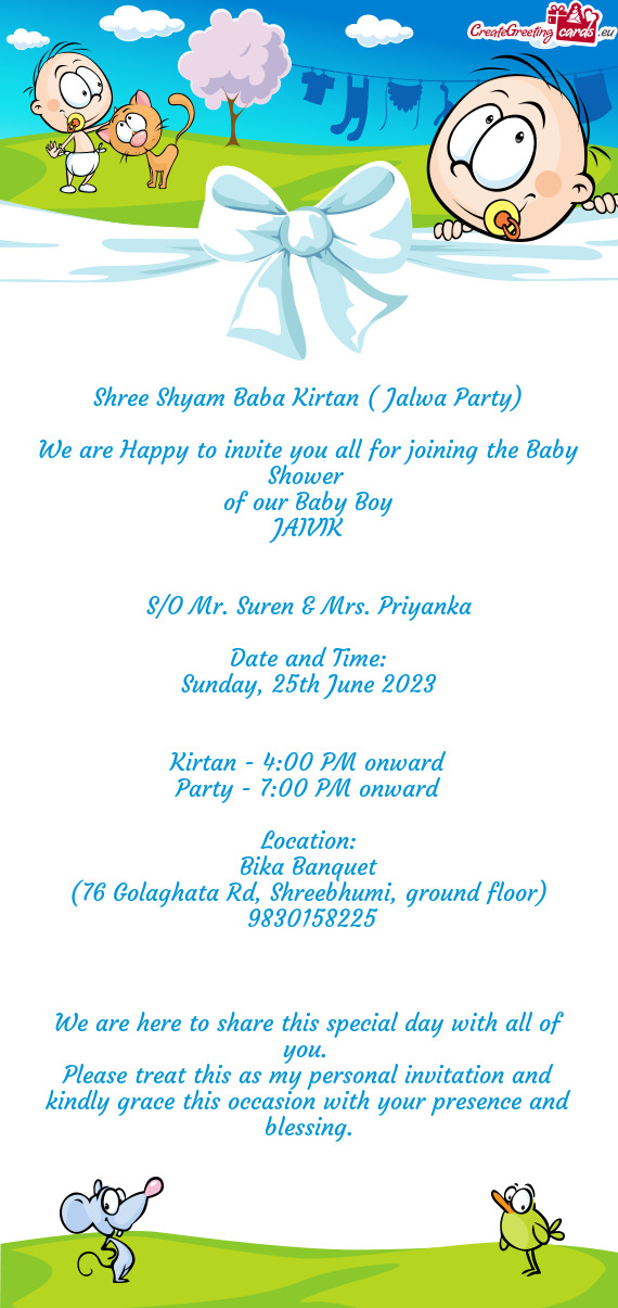 We are Happy to invite you all for joining the Baby Shower