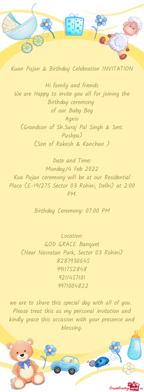 We are Happy to invite you all for joining the Birthday ceremony