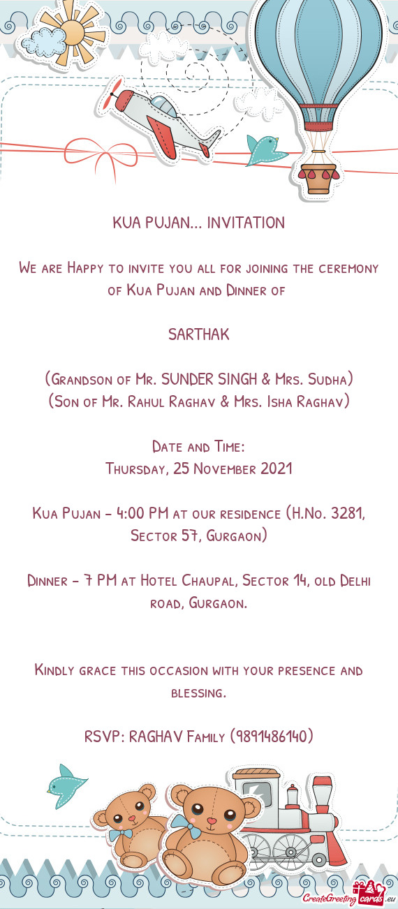 We are Happy to invite you all for joining the ceremony of Kua Pujan and Dinner of