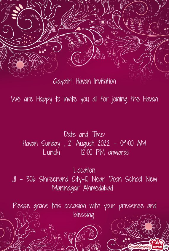 We are Happy to invite you all for joining the Havan