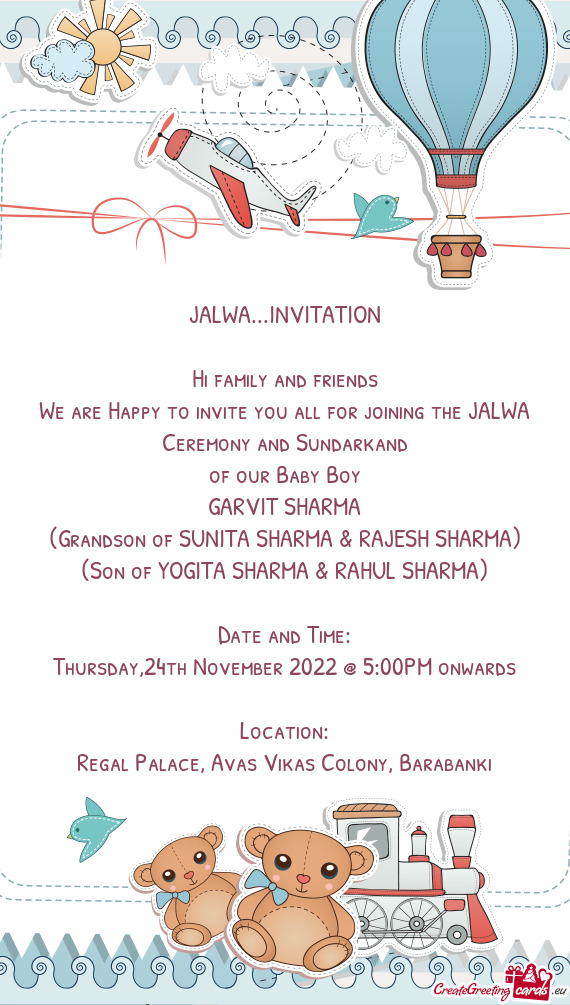 We are Happy to invite you all for joining the JALWA Ceremony and Sundarkand