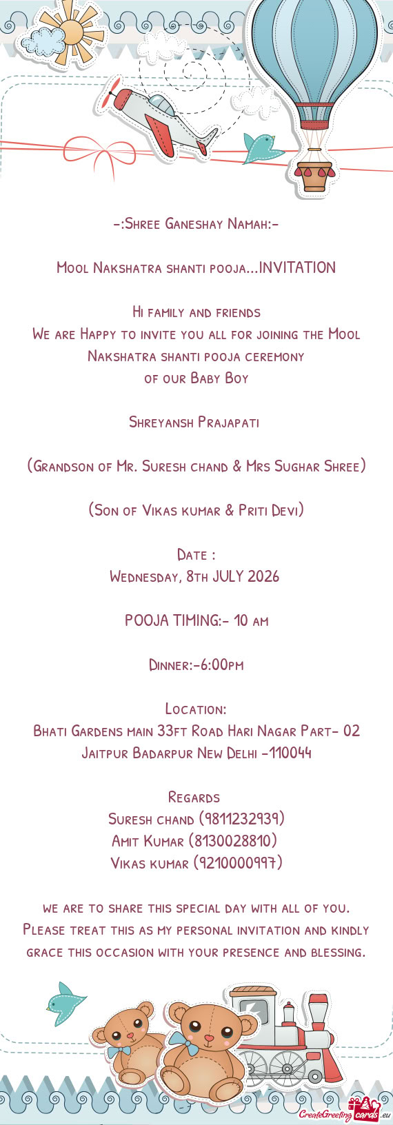 We are Happy to invite you all for joining the Mool Nakshatra shanti pooja ceremony