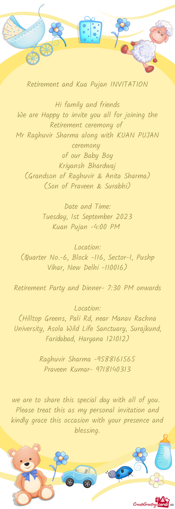 We are Happy to invite you all for joining the Retirement ceremony of