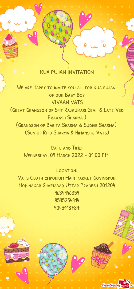 We are Happy to invite you all for kua pujan