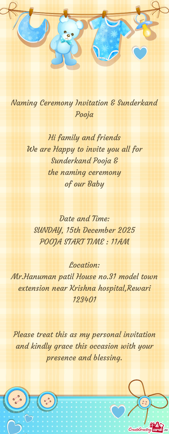 We are Happy to invite you all for Sunderkand Pooja &