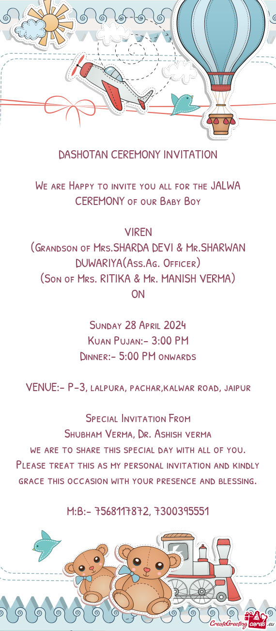 We are Happy to invite you all for the JALWA CEREMONY of our Baby Boy