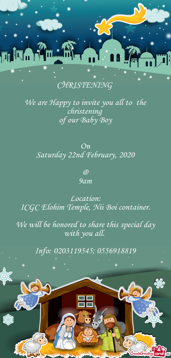 We are Happy to invite you all to the christening