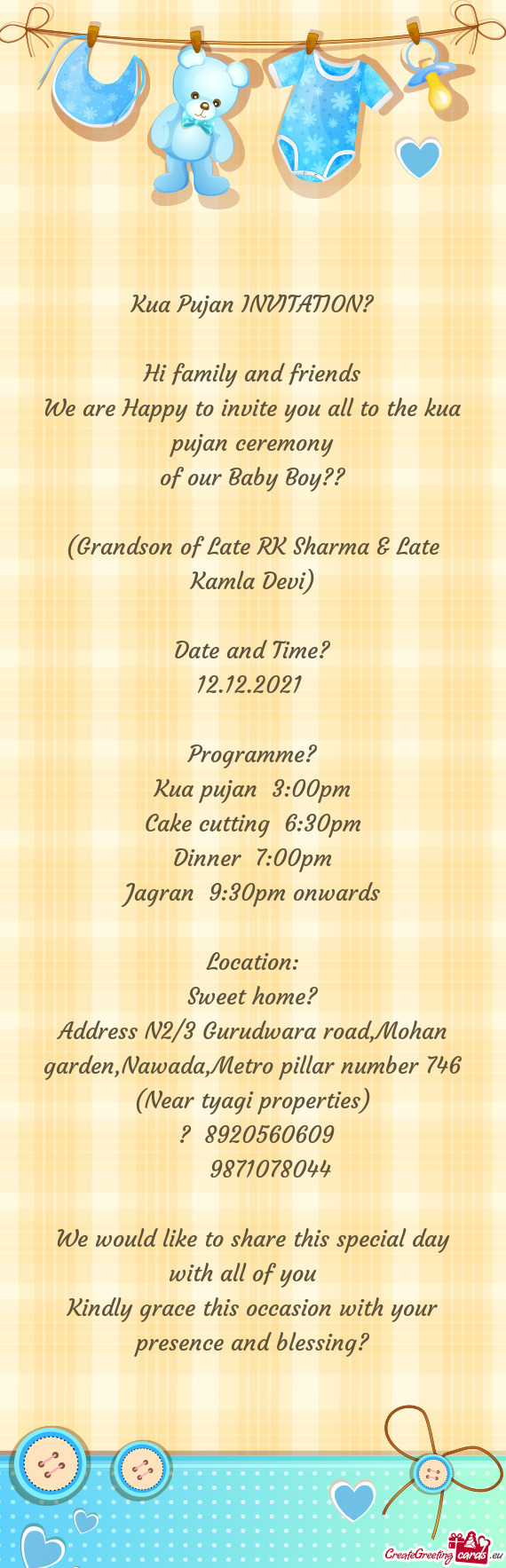 We are Happy to invite you all to the kua pujan ceremony