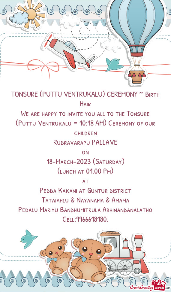 We are happy to invite you all to the Tonsure