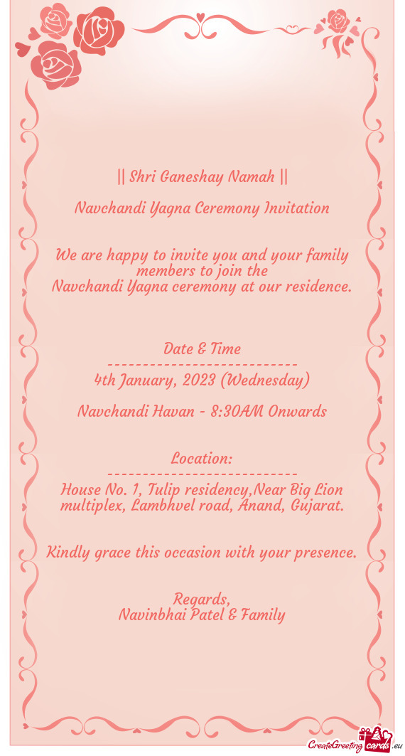 We are happy to invite you and your family members to join the