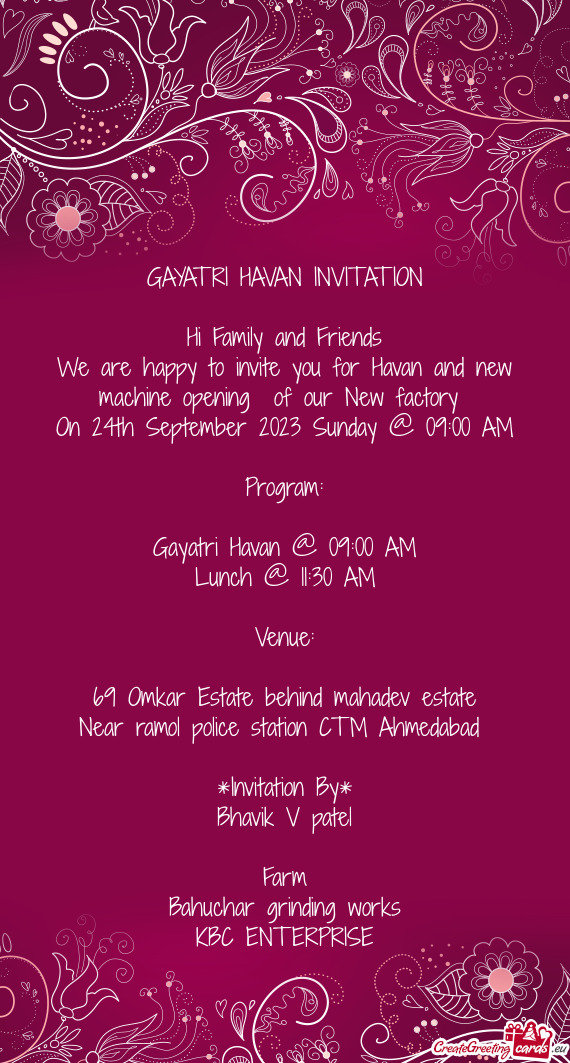 We are happy to invite you for Havan and new machine opening of our New factory