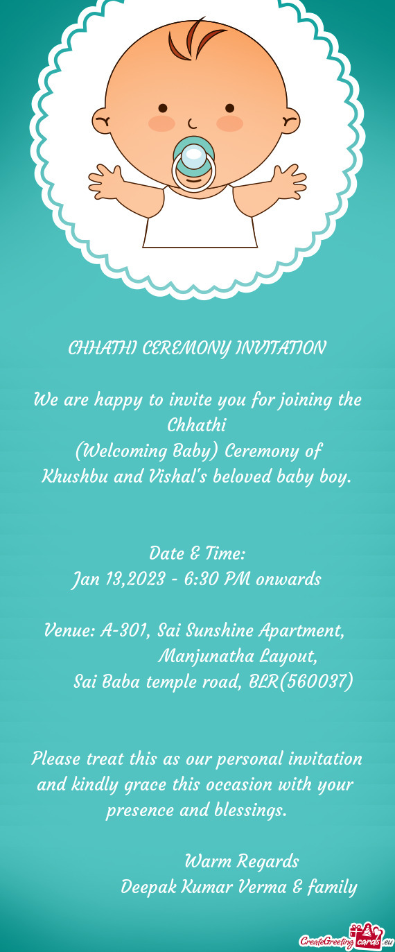 We are happy to invite you for joining the Chhathi