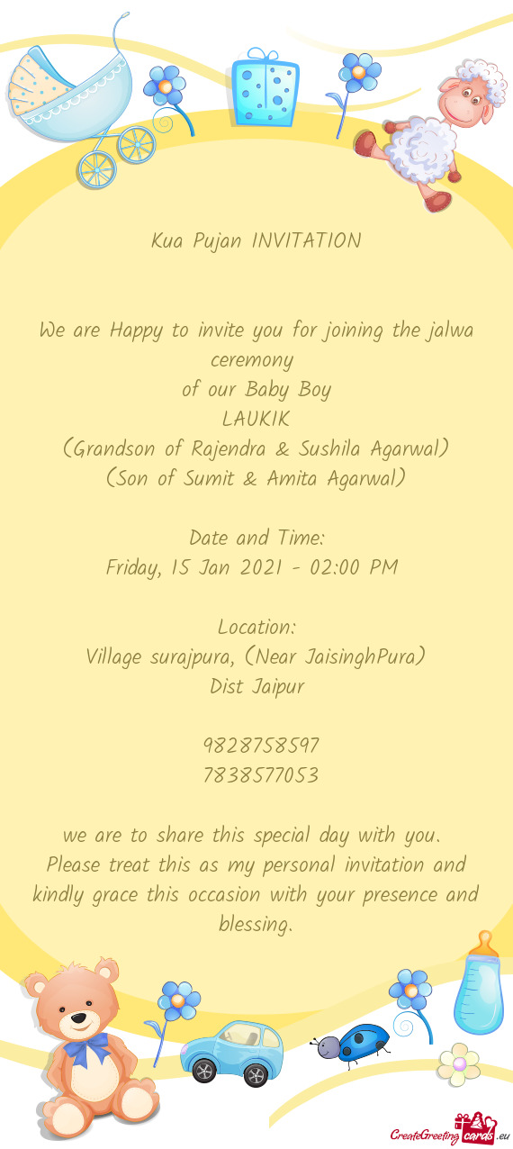 We are Happy to invite you for joining the jalwa ceremony