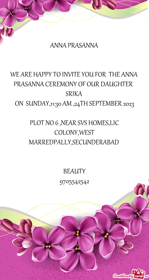 WE ARE HAPPY TO INVITE YOU FOR THE ANNA
