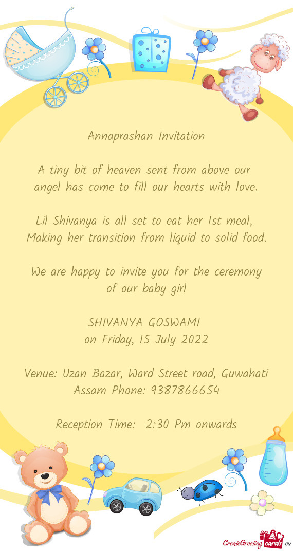 We are happy to invite you for the ceremony